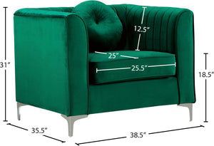 Isabelle Velvet / Engineered Wood / Metal / Foam Contemporary Green Velvet Chair - 38.5" W x 35.5" D x 31" H