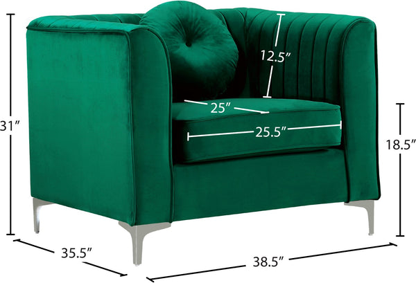 Isabelle Velvet / Engineered Wood / Metal / Foam Contemporary Green Velvet Chair - 38.5" W x 35.5" D x 31" H