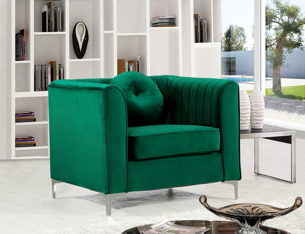 Isabelle Velvet / Engineered Wood / Metal / Foam Contemporary Green Velvet Chair - 38.5" W x 35.5" D x 31" H