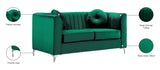 Isabelle Velvet / Engineered Wood / Metal / Foam Contemporary Green Velvet Loveseat - 62" W x 35.5" D x 31" H