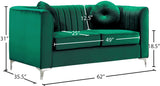 Isabelle Velvet / Engineered Wood / Metal / Foam Contemporary Green Velvet Loveseat - 62" W x 35.5" D x 31" H