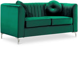 Isabelle Velvet / Engineered Wood / Metal / Foam Contemporary Green Velvet Loveseat - 62" W x 35.5" D x 31" H