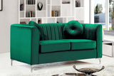 Isabelle Velvet / Engineered Wood / Metal / Foam Contemporary Green Velvet Loveseat - 62" W x 35.5" D x 31" H