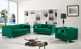 Isabelle Velvet / Engineered Wood / Metal / Foam Contemporary Green Velvet Loveseat - 62" W x 35.5" D x 31" H