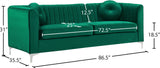 Isabelle Velvet / Engineered Wood / Metal / Foam Contemporary Green Velvet Sofa - 86.5" W x 35.5" D x 31" H