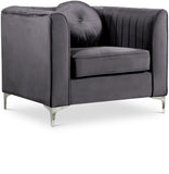 Isabelle Velvet / Engineered Wood / Metal / Foam Contemporary Grey Velvet Chair - 38.5" W x 35.5" D x 31" H