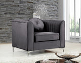 Isabelle Velvet / Engineered Wood / Metal / Foam Contemporary Grey Velvet Chair - 38.5" W x 35.5" D x 31" H