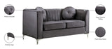 Isabelle Velvet / Engineered Wood / Metal / Foam Contemporary Grey Velvet Loveseat - 62" W x 35.5" D x 31" H