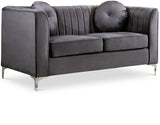 Isabelle Velvet / Engineered Wood / Metal / Foam Contemporary Grey Velvet Loveseat - 62" W x 35.5" D x 31" H