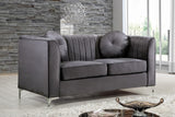 Isabelle Velvet / Engineered Wood / Metal / Foam Contemporary Grey Velvet Loveseat - 62" W x 35.5" D x 31" H