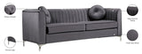 Isabelle Velvet / Engineered Wood / Metal / Foam Contemporary Grey Velvet Sofa - 86.5" W x 35.5" D x 31" H