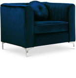 Isabelle Velvet / Engineered Wood / Metal / Foam Contemporary Navy Velvet Chair - 38.5" W x 35.5" D x 31" H