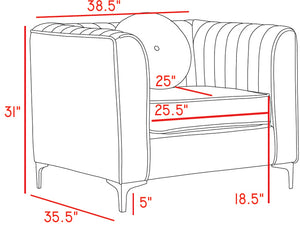 Isabelle Velvet / Engineered Wood / Metal / Foam Contemporary Navy Velvet Chair - 38.5" W x 35.5" D x 31" H