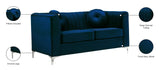 Isabelle Velvet / Engineered Wood / Metal / Foam Contemporary Navy Velvet Loveseat - 62" W x 35.5" D x 31" H