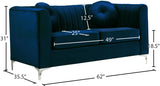 Isabelle Velvet / Engineered Wood / Metal / Foam Contemporary Navy Velvet Loveseat - 62" W x 35.5" D x 31" H