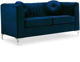 Isabelle Velvet / Engineered Wood / Metal / Foam Contemporary Navy Velvet Loveseat - 62" W x 35.5" D x 31" H