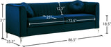 Isabelle Velvet / Engineered Wood / Metal / Foam Contemporary Navy Velvet Sofa - 86.5" W x 35.5" D x 31" H