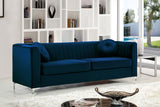 Isabelle Velvet / Engineered Wood / Metal / Foam Contemporary Navy Velvet Sofa - 86.5" W x 35.5" D x 31" H