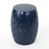 Zula Lace Cut Dark Blue Iron Accent Table Noble House