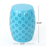 Noble House Zula Lace Cut Blue Iron Accent Table