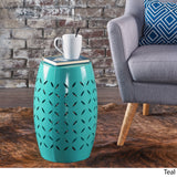 Noble House Jorell Lace Cut Teal Iron Accent Table