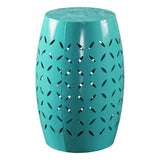 Noble House Jorell Lace Cut Teal Iron Accent Table