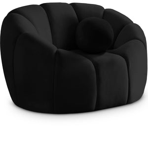 Elijah Velvet / Engineered Wood / Foam Contemporary Black Velvet Chair - 49" W x 34" D x 31" H