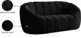 Elijah Velvet / Engineered Wood / Foam Contemporary Black Velvet Loveseat - 71" W x 34" D x 31" H