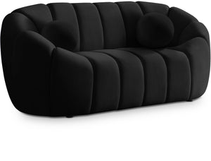 Elijah Velvet / Engineered Wood / Foam Contemporary Black Velvet Loveseat - 71" W x 34" D x 31" H