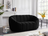 Elijah Velvet / Engineered Wood / Foam Contemporary Black Velvet Loveseat - 71" W x 34" D x 31" H