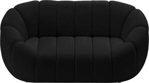 Elijah Velvet / Engineered Wood / Foam Contemporary Black Velvet Loveseat - 71" W x 34" D x 31" H