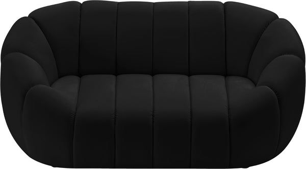 Elijah Velvet / Engineered Wood / Foam Contemporary Black Velvet Loveseat - 71" W x 34" D x 31" H