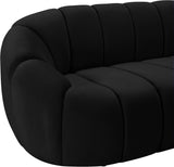 Elijah Velvet / Engineered Wood / Foam Contemporary Black Velvet Loveseat - 71" W x 34" D x 31" H