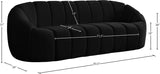 Elijah Velvet / Engineered Wood / Foam Contemporary Black Velvet Sofa - 93.5" W x 34" D x 31" H