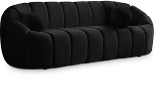 Elijah Velvet / Engineered Wood / Foam Contemporary Black Velvet Sofa - 93.5" W x 34" D x 31" H