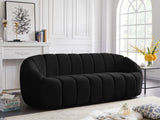 Elijah Velvet / Engineered Wood / Foam Contemporary Black Velvet Sofa - 93.5" W x 34" D x 31" H