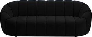 Elijah Velvet / Engineered Wood / Foam Contemporary Black Velvet Sofa - 93.5" W x 34" D x 31" H
