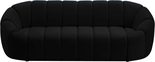 Elijah Velvet / Engineered Wood / Foam Contemporary Black Velvet Sofa - 93.5" W x 34" D x 31" H