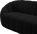 Elijah Velvet / Engineered Wood / Foam Contemporary Black Velvet Sofa - 93.5" W x 34" D x 31" H