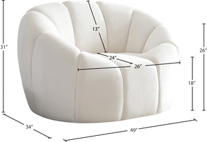 Elijah Velvet / Engineered Wood / Foam Contemporary Cream Velvet Chair - 49" W x 34" D x 31" H