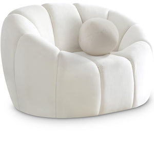 Elijah Velvet / Engineered Wood / Foam Contemporary Cream Velvet Chair - 49" W x 34" D x 31" H
