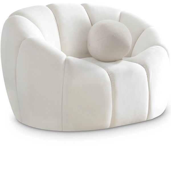 Elijah Velvet / Engineered Wood / Foam Contemporary Cream Velvet Chair - 49" W x 34" D x 31" H