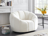 Elijah Velvet / Engineered Wood / Foam Contemporary Cream Velvet Chair - 49" W x 34" D x 31" H