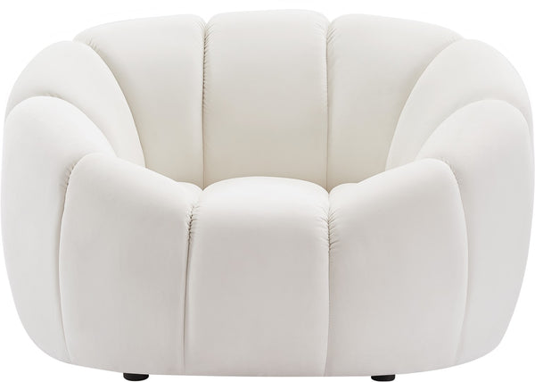 Elijah Velvet / Engineered Wood / Foam Contemporary Cream Velvet Chair - 49" W x 34" D x 31" H
