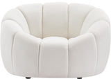 Elijah Velvet / Engineered Wood / Foam Contemporary Cream Velvet Chair - 49" W x 34" D x 31" H