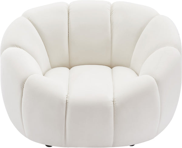 Elijah Velvet / Engineered Wood / Foam Contemporary Cream Velvet Chair - 49" W x 34" D x 31" H