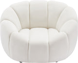 Elijah Velvet / Engineered Wood / Foam Contemporary Cream Velvet Chair - 49" W x 34" D x 31" H