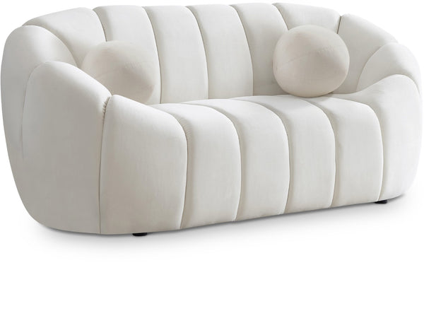 Elijah Velvet / Engineered Wood / Foam Contemporary Cream Velvet Loveseat - 71" W x 34" D x 31" H