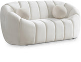 Elijah Velvet / Engineered Wood / Foam Contemporary Cream Velvet Loveseat - 71" W x 34" D x 31" H