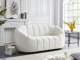 Elijah Velvet / Engineered Wood / Foam Contemporary Cream Velvet Loveseat - 71" W x 34" D x 31" H